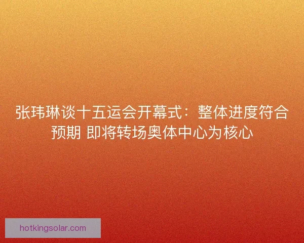 张玮琳谈十五运会开幕式：整体进度符合预期 即将转场奥体中心为核心